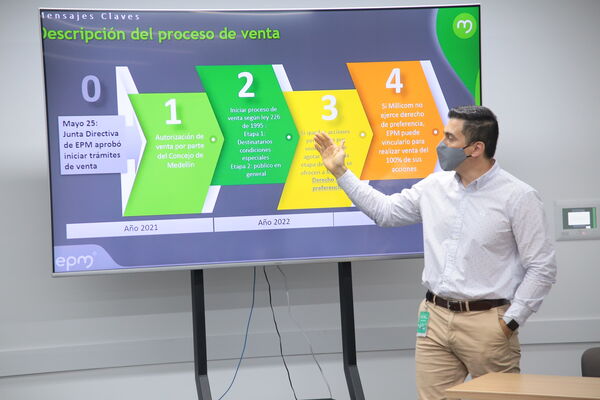 Socialización enajenación acciones EPM UNE Asocomunal
Socialización enajenación acciones EPM UNE Asocomunal
Fecha: 12 Agosto 2021
Para descargar esta fotografía en alta resolución, haga clic sobre la imagen hasta que la misma se despliegue en la pantalla completa; luego dé clic derecho y elija la opción "guardar imagen como". 
En caso de publicación por cualquier medio, solicitamos acompañarla del crédito: "Foto EPM"
Palabras clave: Socialización enajenación acciones EPM UNE Asocomunal