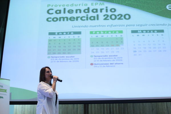 IV Encuentro proveedores Proveeduría EPM.
IV Encuentro proveedores Proveeduría EPM.
Fecha: 22 Octubre 2019.
Para descargar esta fotografía en alta resolución, haga clic sobre la imagen hasta que la misma se despliegue en la pantalla completa; luego dé clic derecho y elija la opción "guardar imagen como". 
En caso de publicación por cualquier medio, solicitamos acompañarla del crédito: "Foto EPM"
Palabras clave: IV Encuentro proveedores Proveeduría EPM.