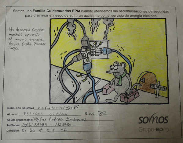 Por ti estamos ahí-Premiación concurso de dibujo
Por ti estamos ahí-Premiación concurso de dibujo
Fecha: Agosto 23 de 2017
Para descargar esta fotografía en alta resolución, haga clic sobre la imagen hasta que la misma se despliegue en la pantalla completa; luego dé clic derecho y elija la opción "guardar imagen como". 
En caso de publicación por cualquier medio, solicitamos acompañarla del crédito: "Foto EPM"
Palabras clave: Por ti estamos ahí-Premiación concurso de dibujo